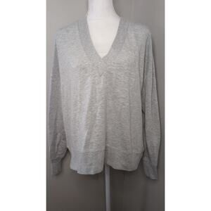 Rag & Bone Flora Gray V-Neck Sweatshirt Relaxed Fit Size Medium